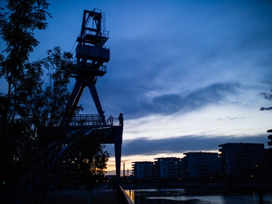 OLYMPUS DIGITAL CAMERA Captured during the blue hour in the harbour of Offenbach am Main.
